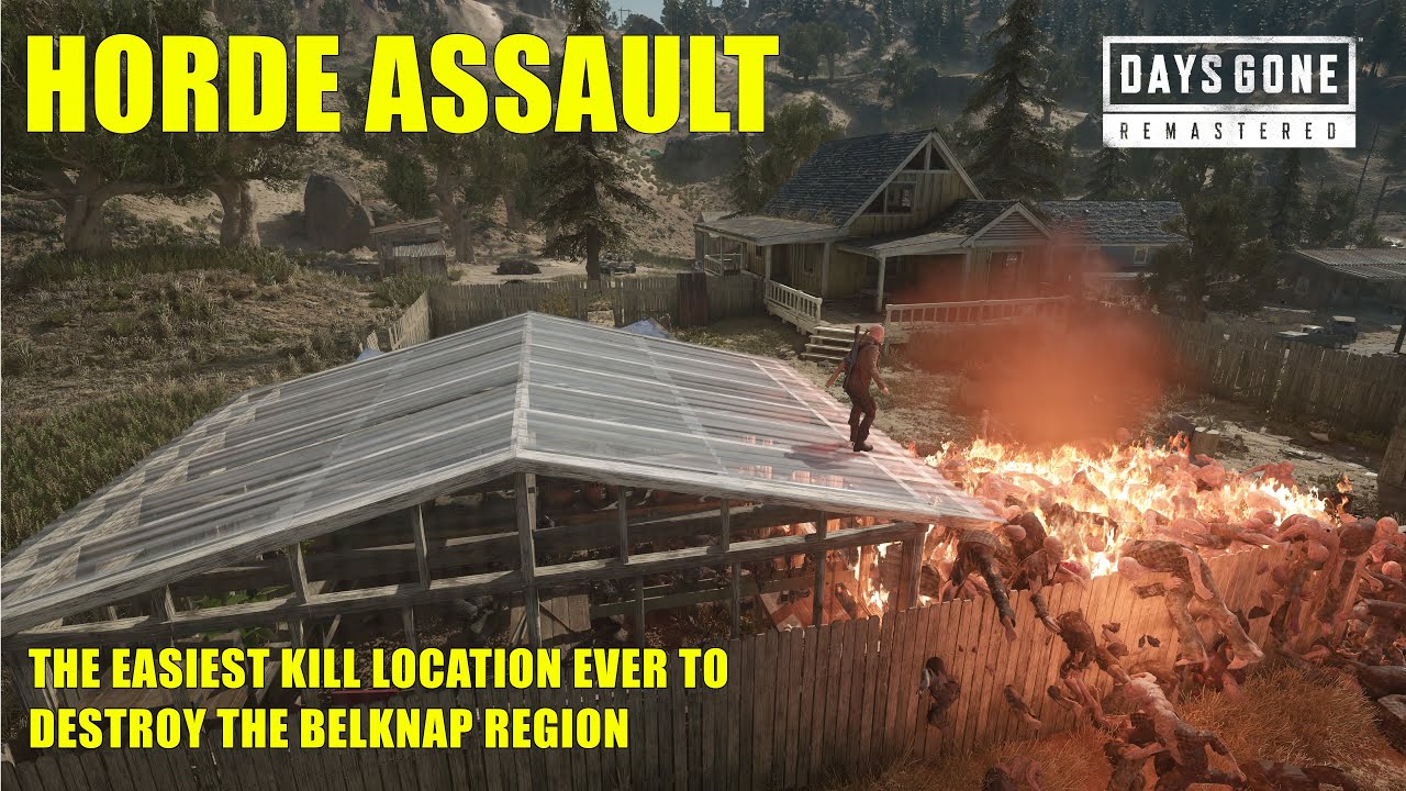 Days Gone Remastered / HORDE ASSAULT / EASIEST KILL LOCATION EVER IN THE BELKNAP REGION