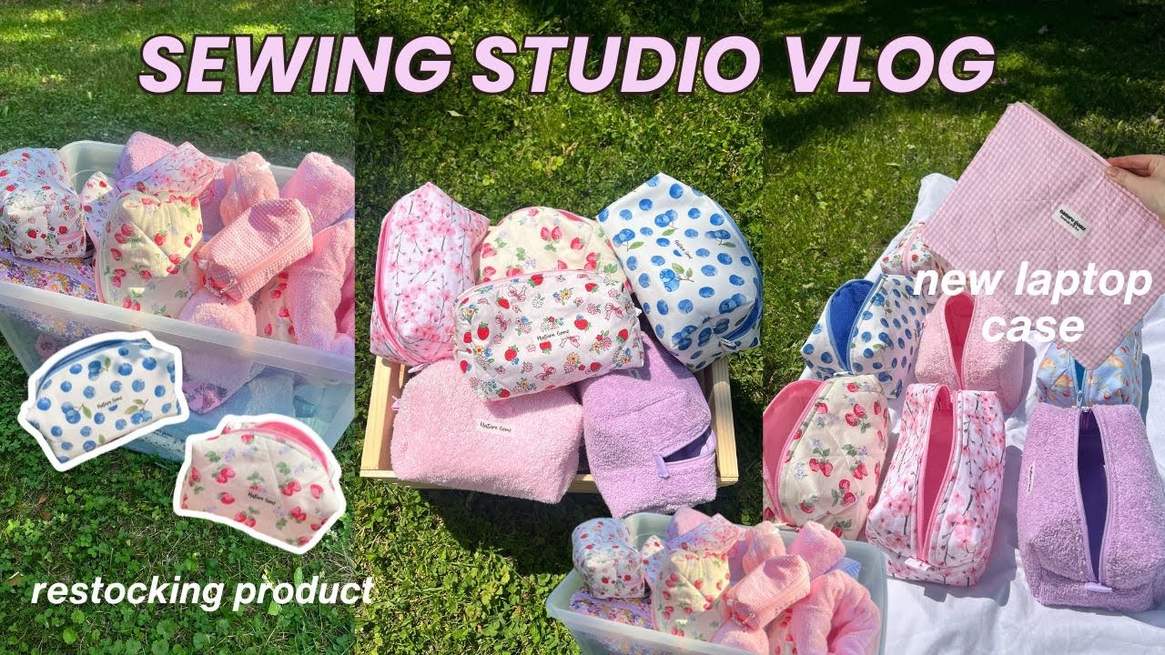 SEWING STUDIO VLOG ✨🌱 | Turning Fabric into Handmade Makeup Bags 💞