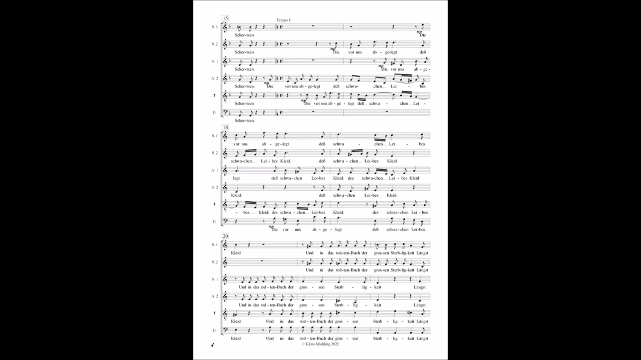 Klaus Miehling: Menschliches Elende (Andreas Gryphius), op. 324/1
