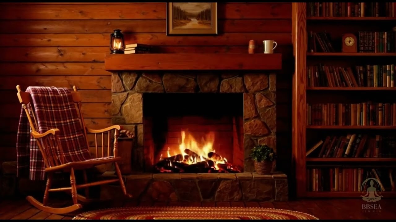 Fireplace Cabin - 3 Hour fireplace cabin in the woods with bookshelf