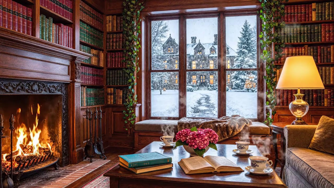 Good Mood Winter Jazz Piano 🎹 Cozy Coffee Shop & Fireplace Sounds (LIVE)