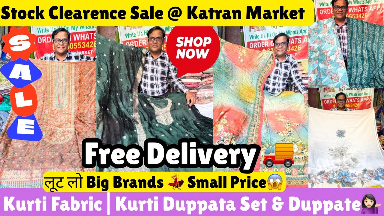 Stock Clearence Sale 🎉💃Free Delivery 🚚Big Brand Kurti Duppata Set Sale🛍️@katranmarketmangolpuri 