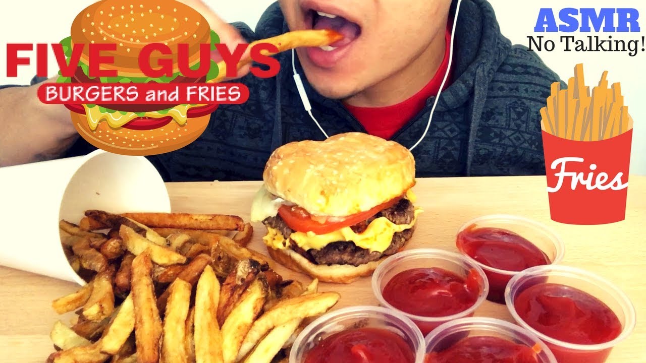 ASMR 🍔 Five Guys 2x BACON BURGER & FRIES 먹방 MUKBANG | NO TALKING | SATISFYING EXTREME EATING SOUNDS