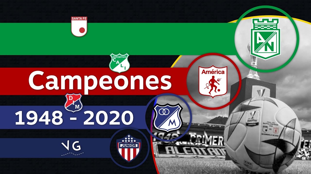 Campeones de la Liga Colombiana de Fútbol 1948 - 2020 | América de Cali Campeón 2020