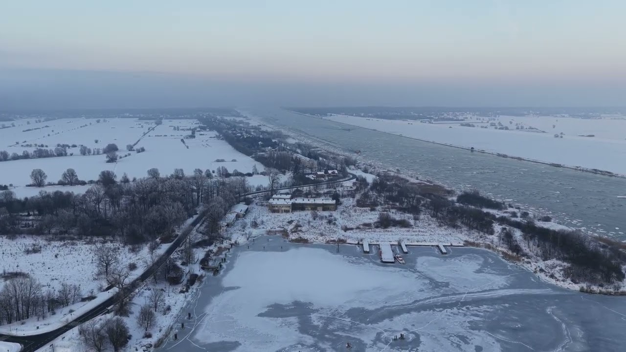 Wisła Zima 2026 - Świbno Panorama 360 - Martwa Wisła - Mierzeja Wiślana - Port rzeczny w Przegalinie