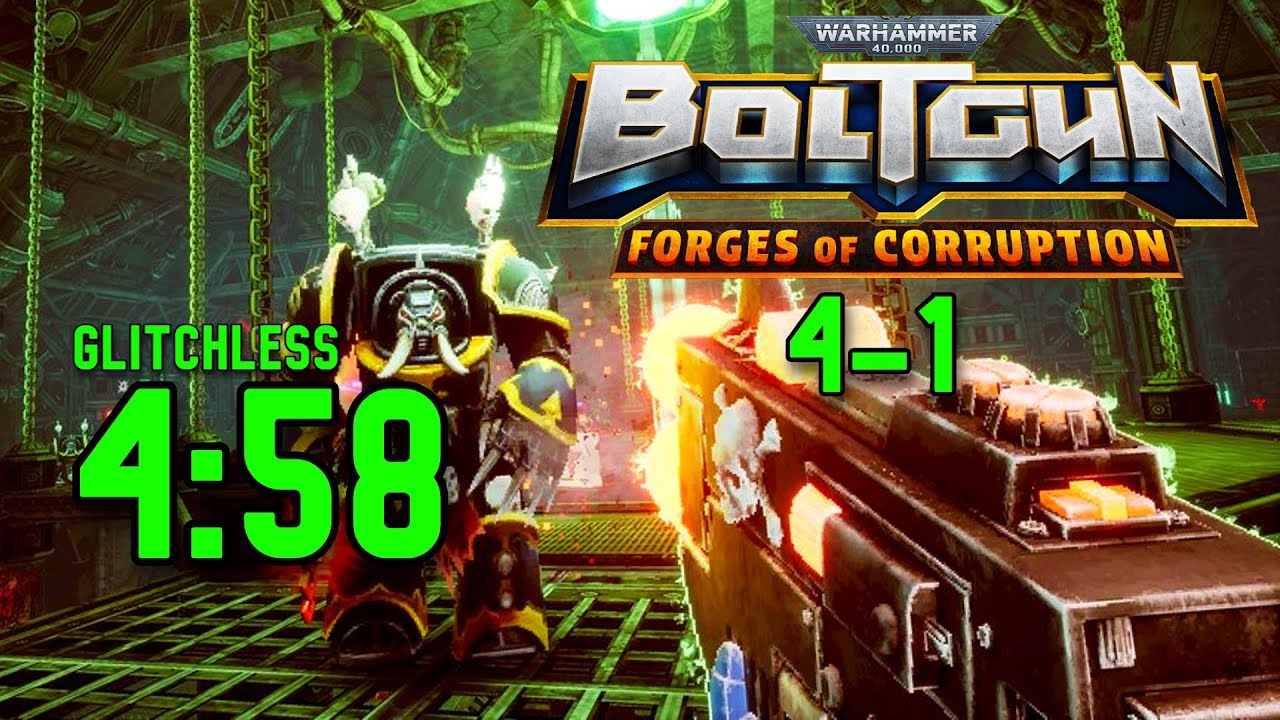 Warhammer 40k: Boltgun Forges of Corruption Level 4-1 Any% Speedrun in 4:58 [Glitchless Low]