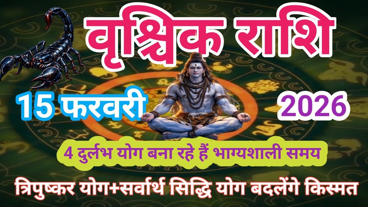 15 फरवरी 2026 महाशिवरात्रि  से वृश्चिक राशि पर बन रहे 4 दुर्लभ शक्तिशाली  राजयोग  बदल देंगे  किस्मत 