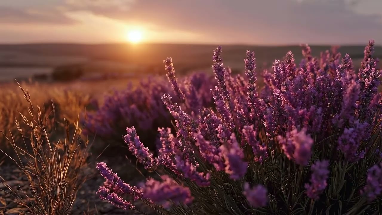 Lavender Field at Sunset 4K &mdash; Nature Sounds & Cicadas (4 Hours)