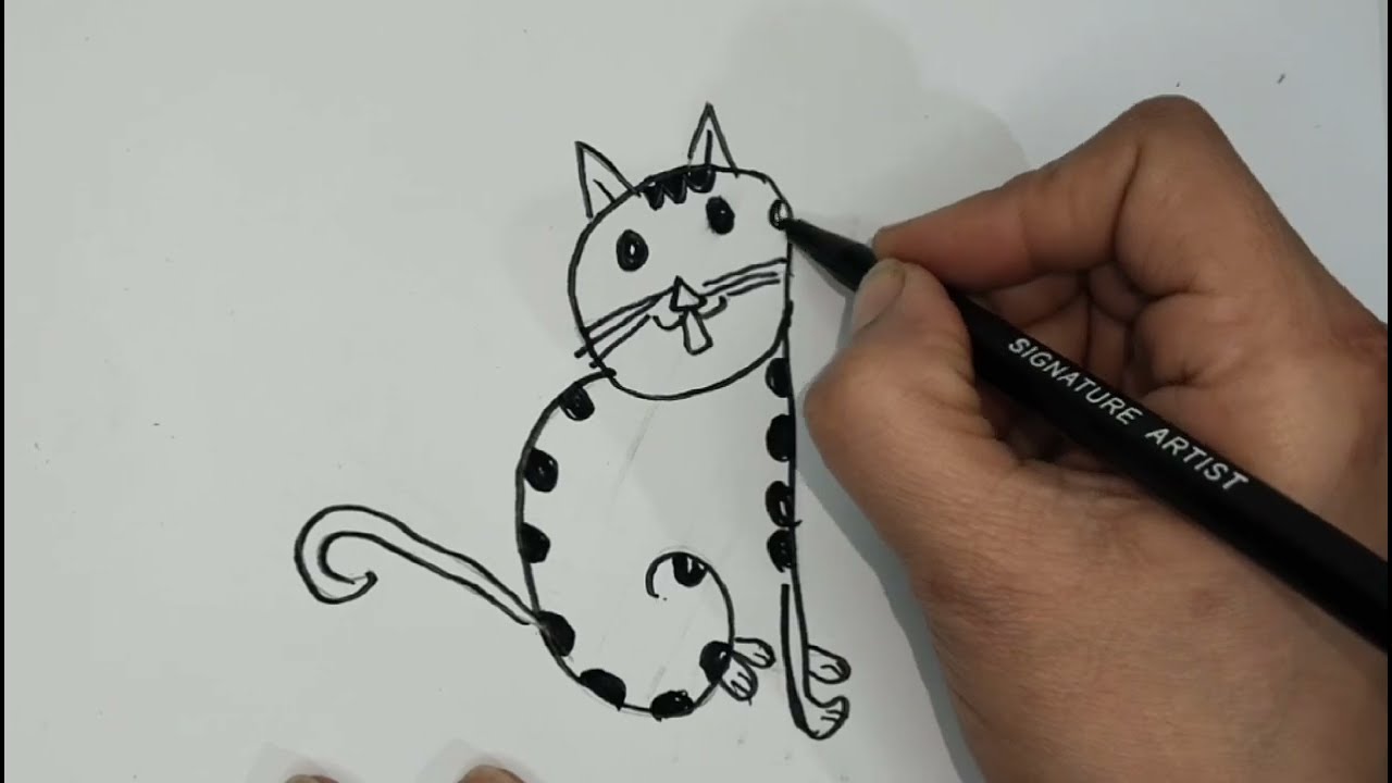 How to draw cat from number 9 | cat drawing with number | Cat drawing video