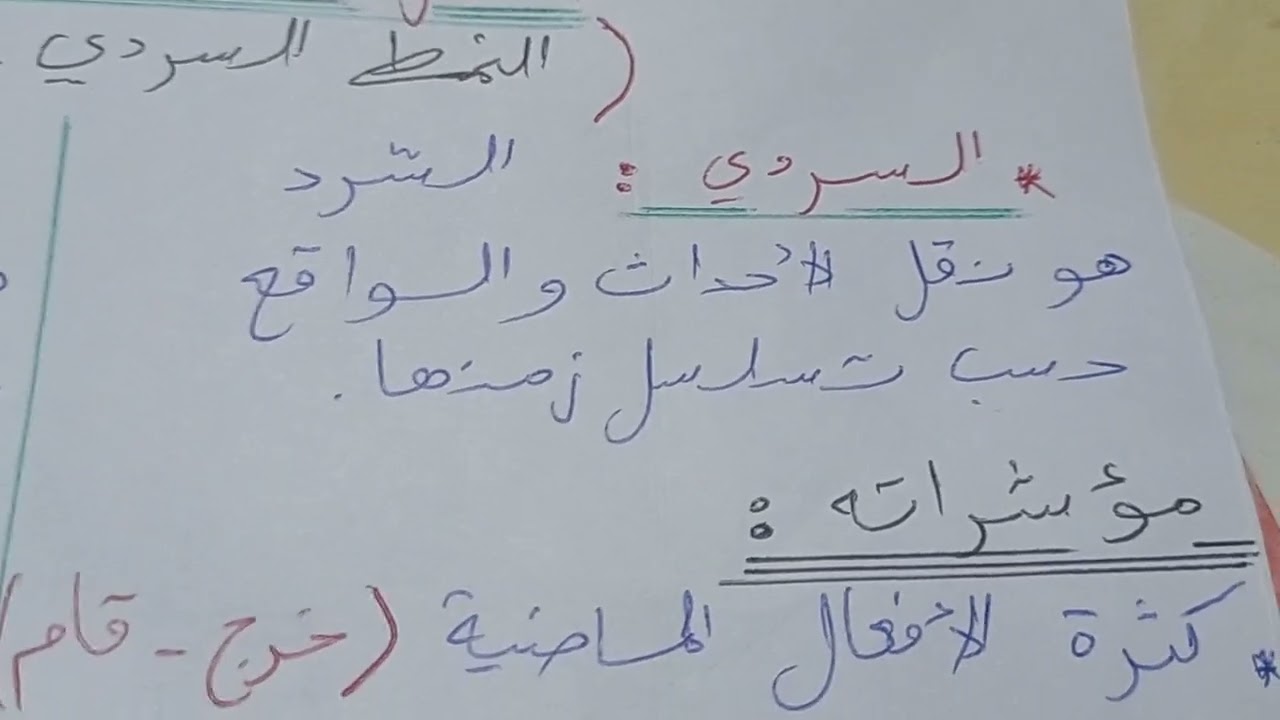النمط السردي. النمط الحواري.. أنماط النص. كل الاطوار