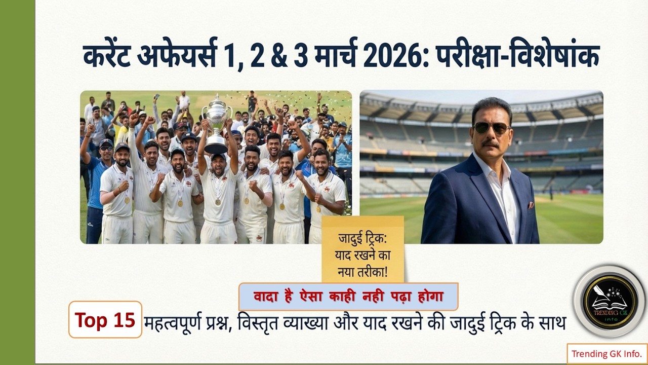 3 March 2026 Current Affairs I Daily Current Affairs I Current Affairs Quiz I Current News I Tricky