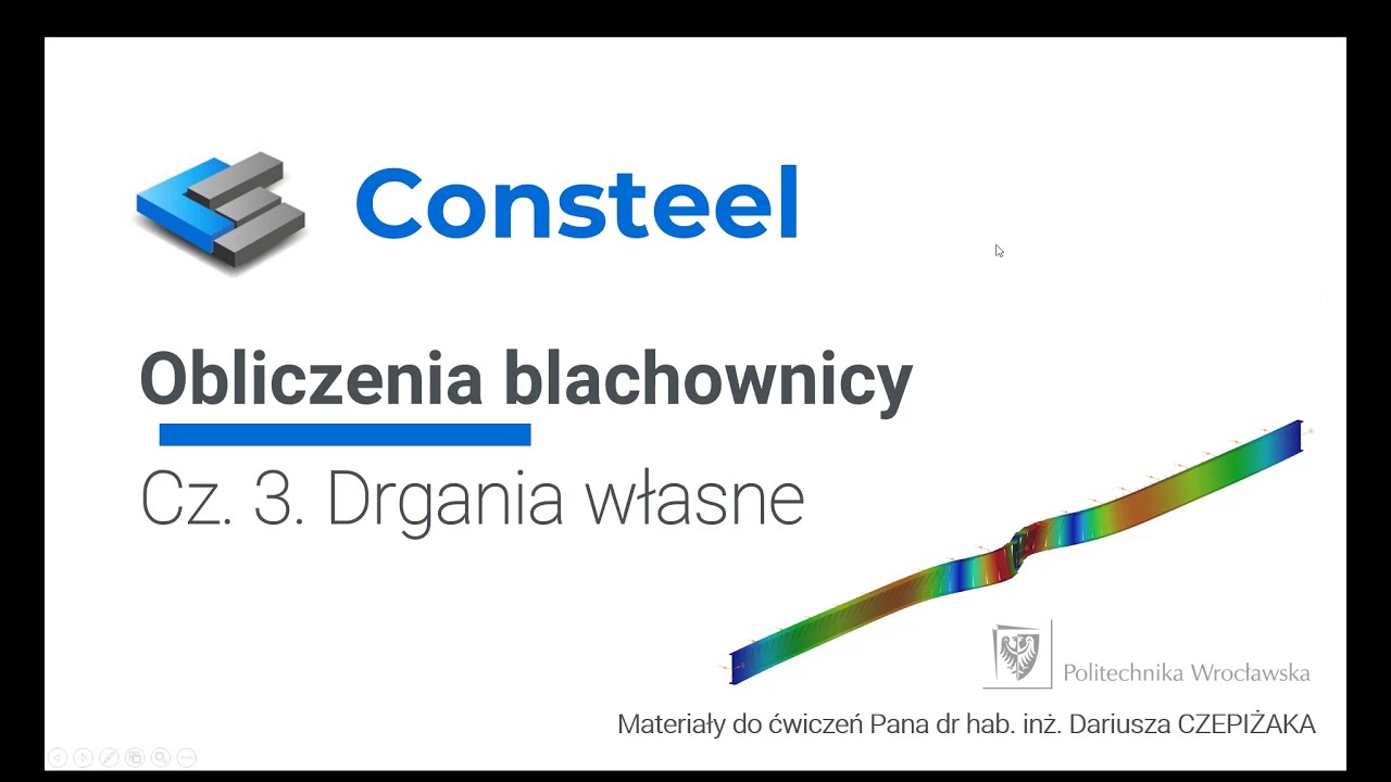Obliczenia blachownicy. 3. Drgania własne. Materiały do ćwiczeń Konstrukcje metalowe. PWr