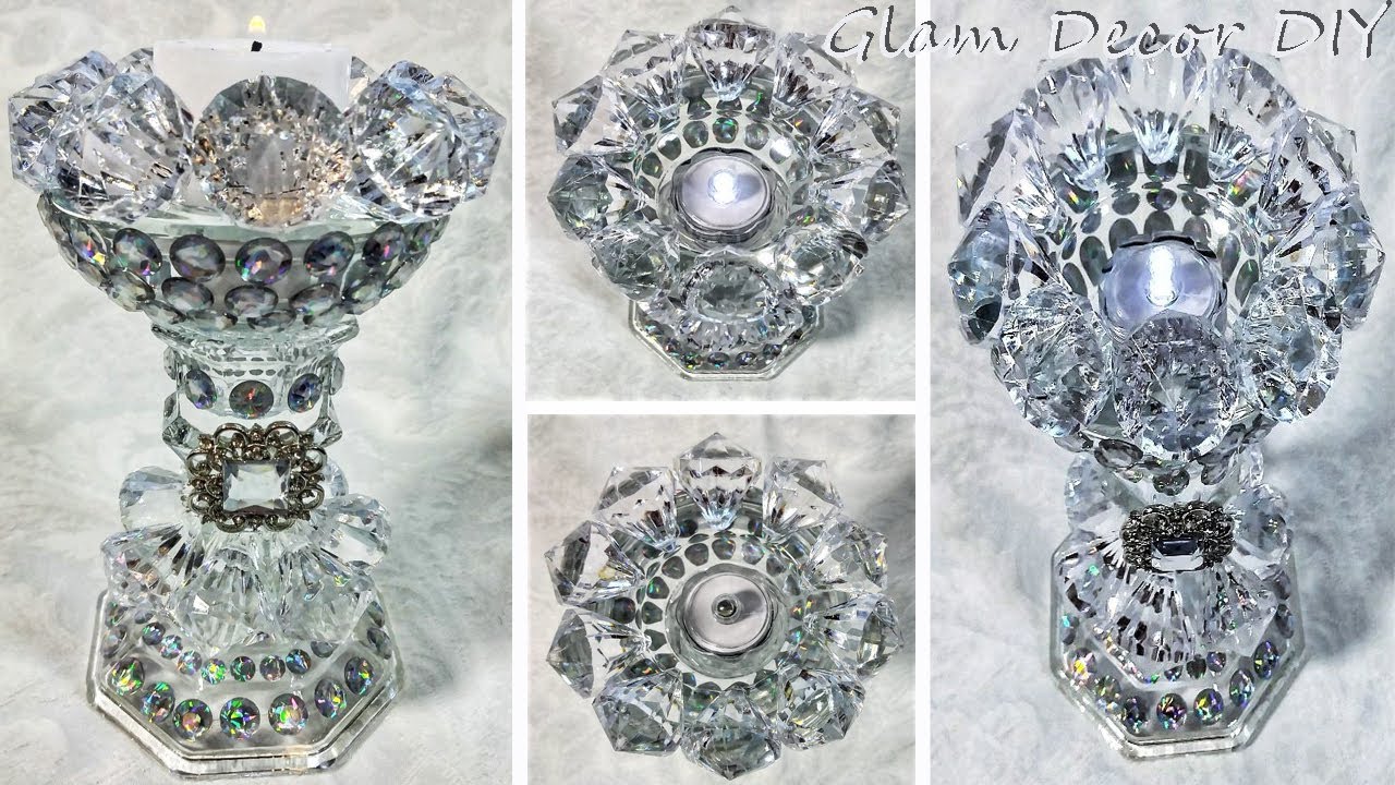 Dollar Tree DIY Easy Glam Crystal Candle Holders Glam Room Décor Ideas 2020