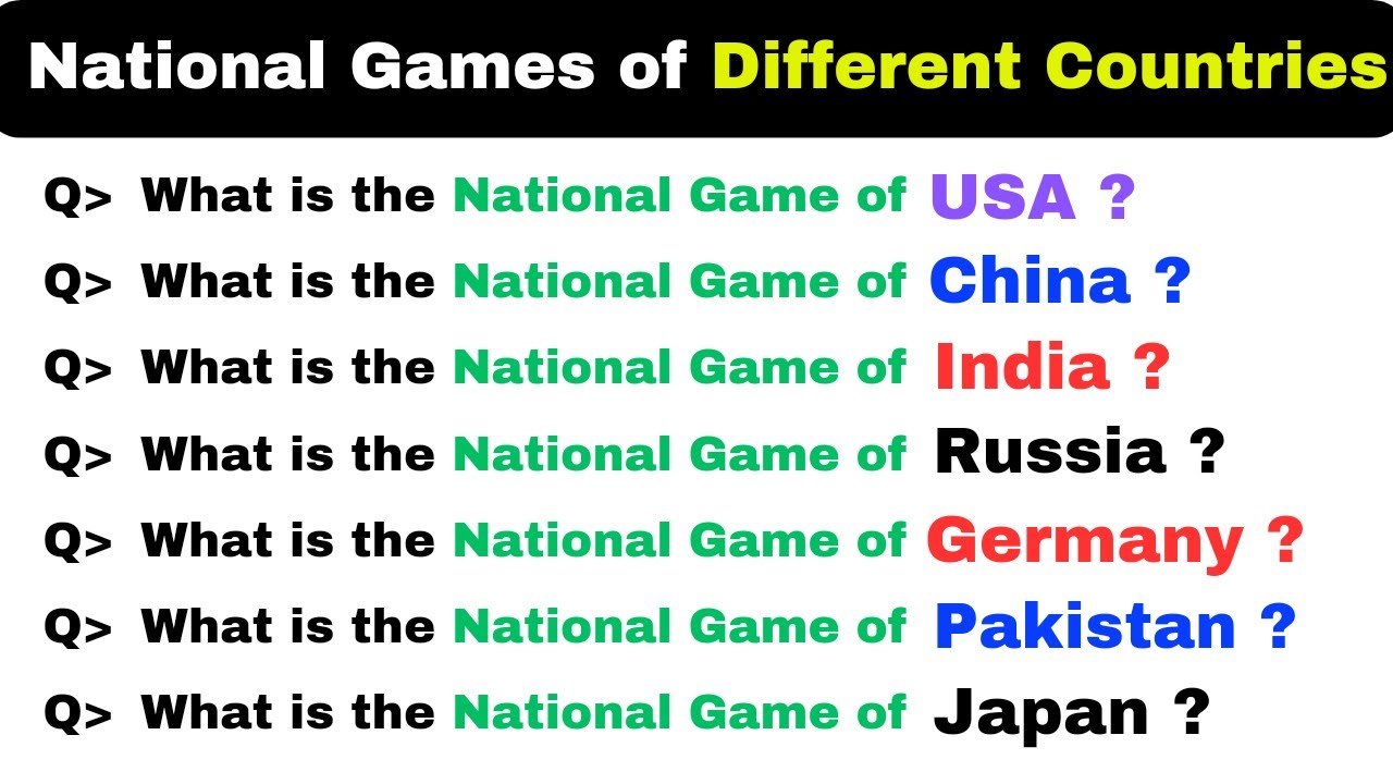 National Games Of Different Countries General Knowledge Questions And Answers in  English