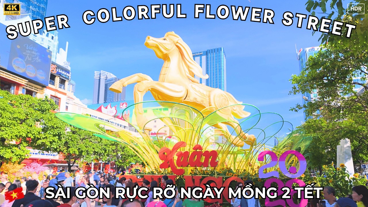 Most Colorful Tet Walk in Saigon | Sài Gòn Rực Rỡ Ngày Mồng 2 Tết | 4K HDR