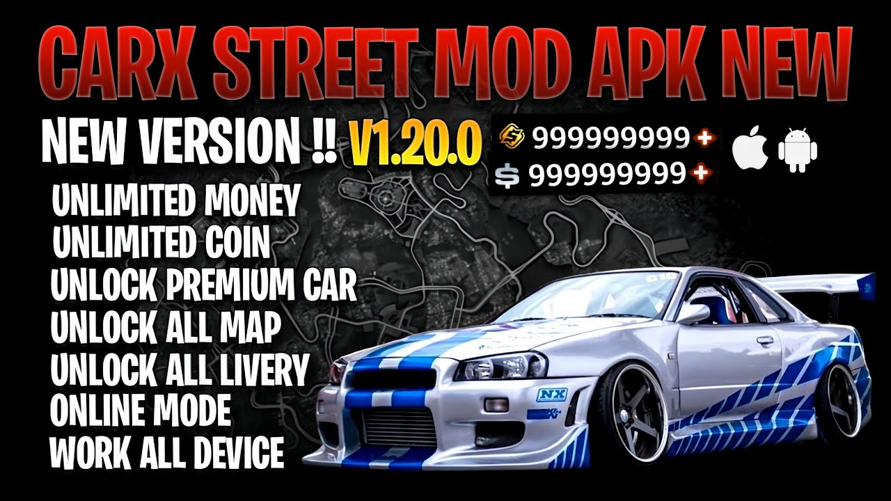 UPDATE‼️CarX Street Mod Apk 1.20.0 Gameplay - Unlimited Money, Unlock All Cars Work Android & iOS😋💥