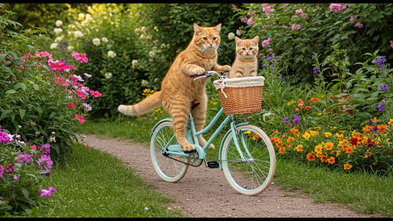 Mama Cat and Ginger Kitten Found an Injured Puppy While Cycling! 🚲🐱🐶💔