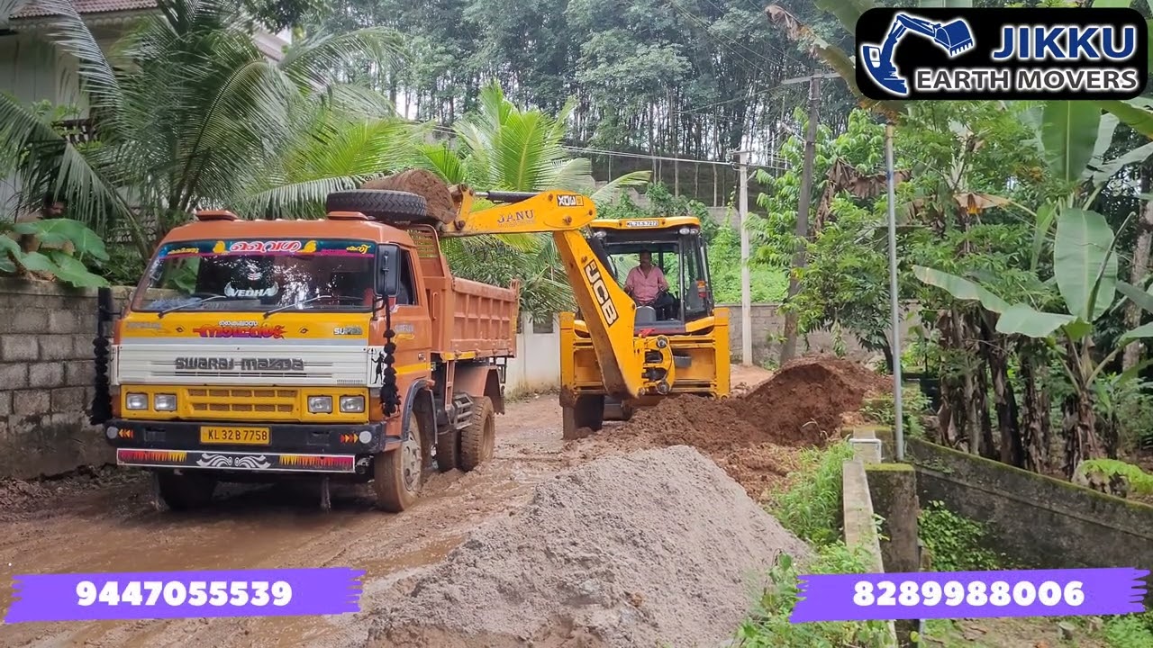 JCB 3DX | JIKKU EARTH MOVERS | HELPING TIPPER | CLEARING ROAD | HEAVY RAIN