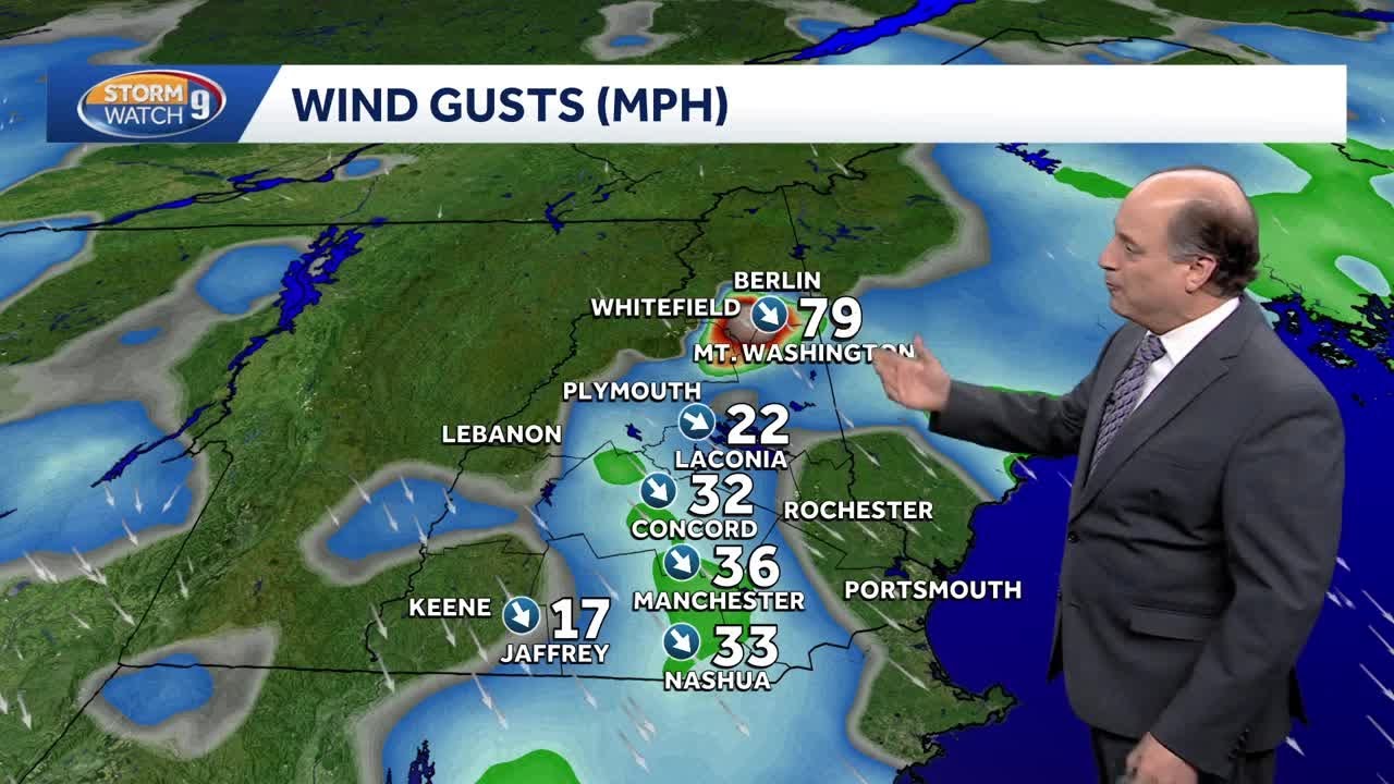 Video: Snow ends, strong winds continue across New Hampshire