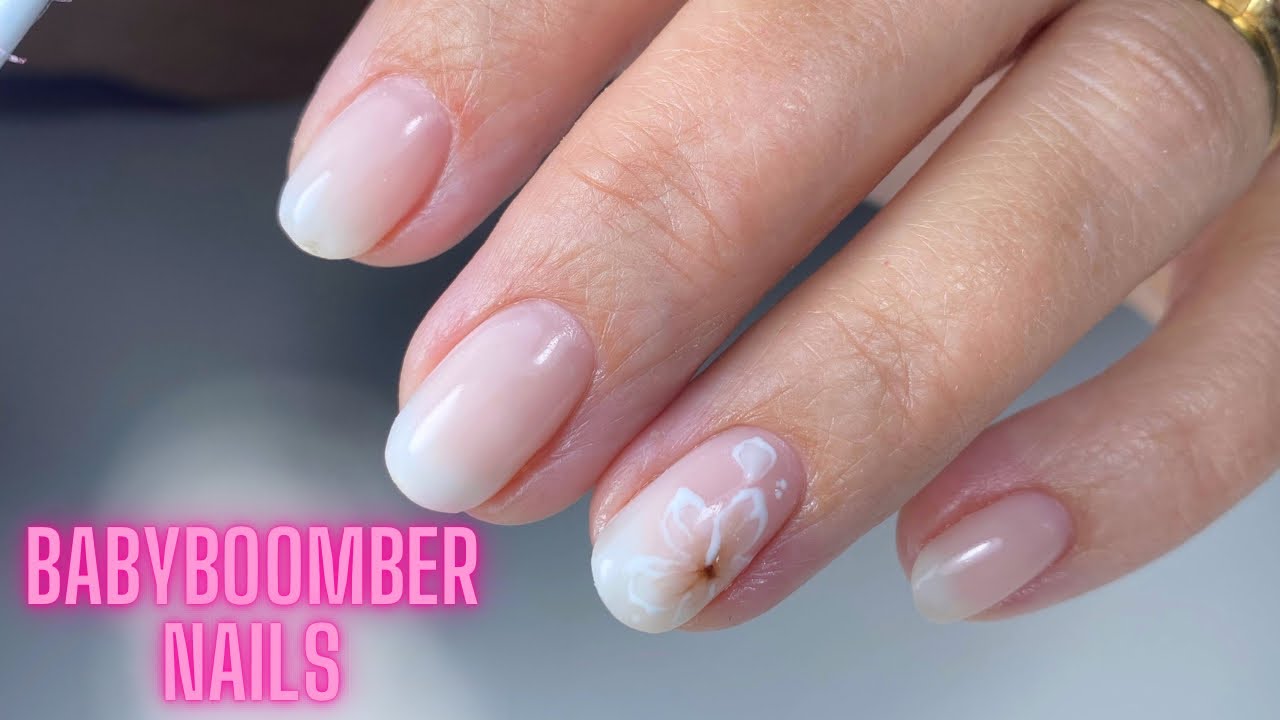 Easy baby boomer nail manicure tutorial using rubber base/ french ombre on short nails / ombre nails