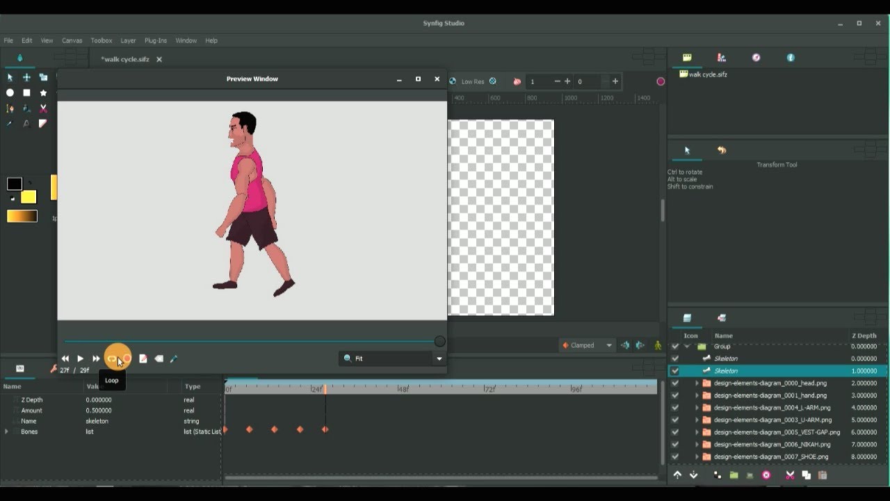 Учебник по Synfig Studio — Цикл ходьбы