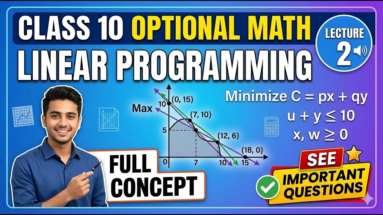 Class 10 Optional Math | Linear Programming | Lecture 2 | Full Concept | SEE Important Questions