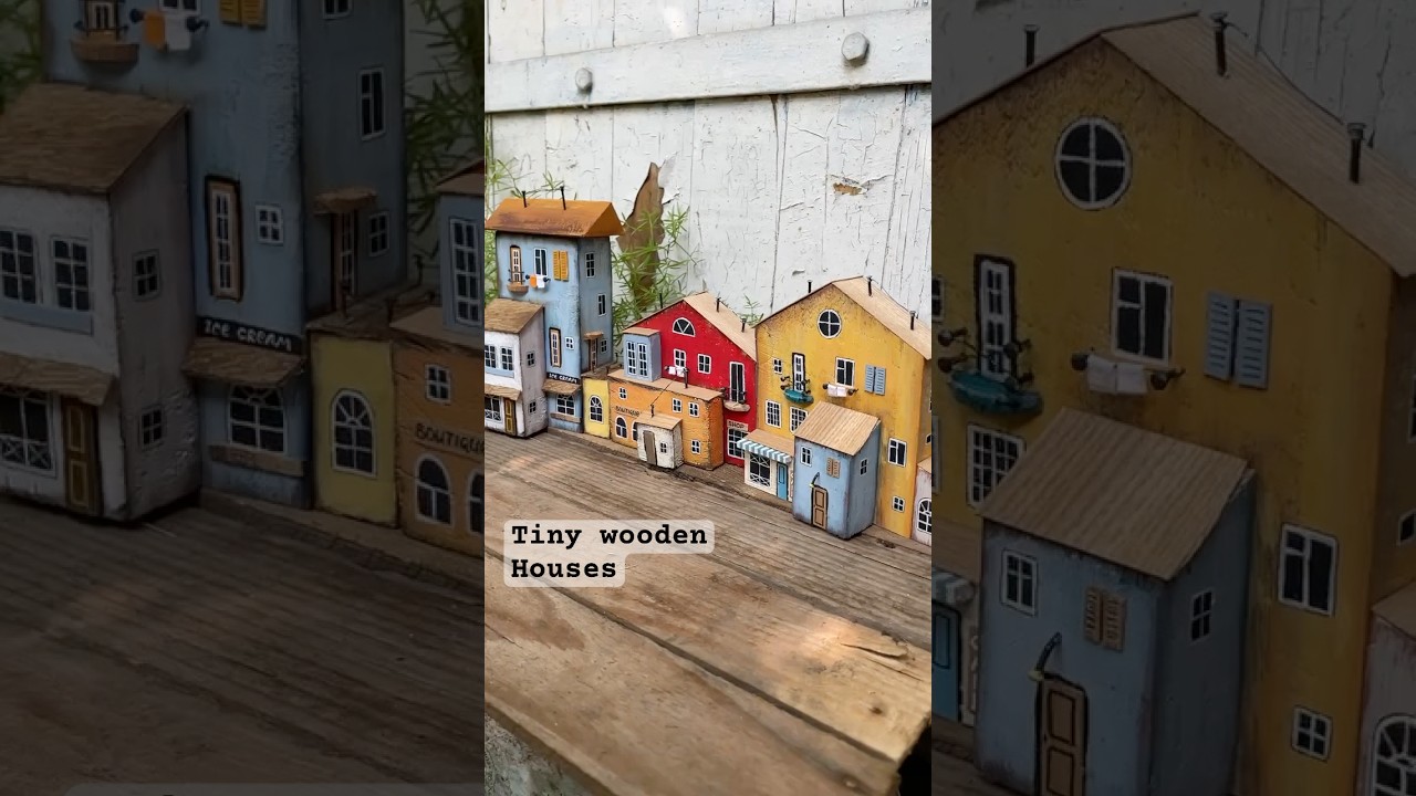 Tiny wooden houses, rustic home decor, diy decor #rustichomedecor #diy #miniature #homedecor