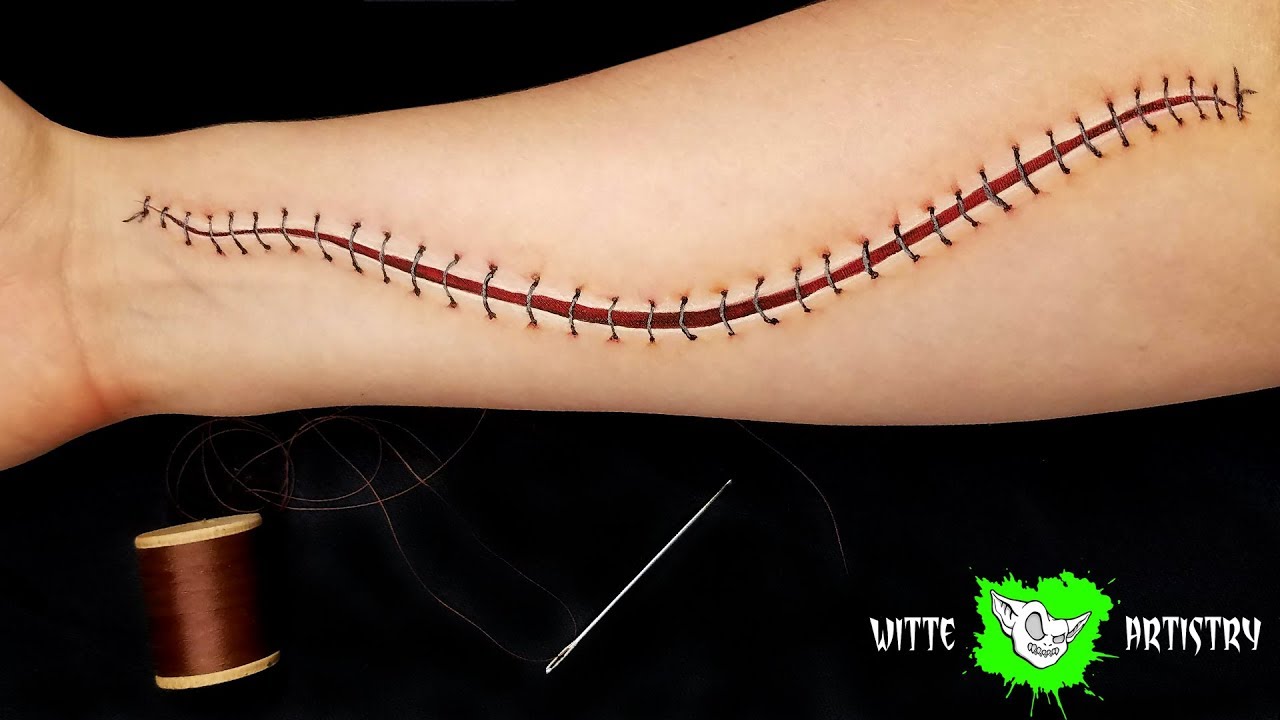 ✅SIMPLE HALLOWEEN MAKEUP- FAKE STITCHED WOUND