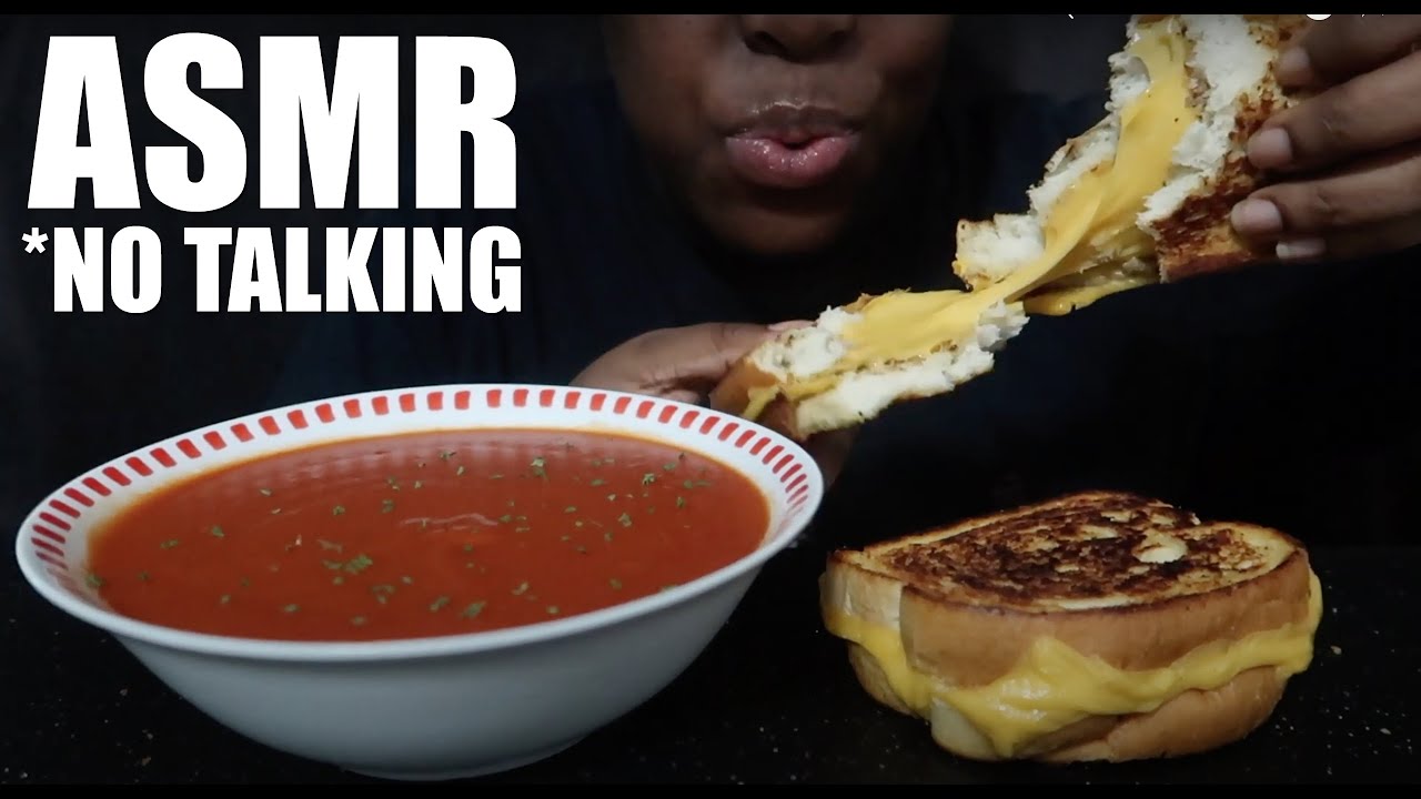 ASMR GARLIC BREAD GRILLED CHEESE WITH TOMATO SOUP MUKBANG 먹방 (EATING SOUNDS) *NO TALKING