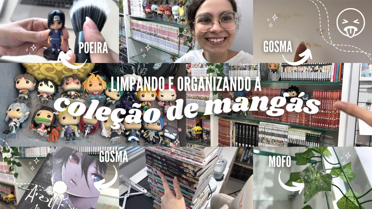 passei DOIS ANOS sem limpar minha estante de mangás e ela ficou cheia de poeira, mofo e gosma