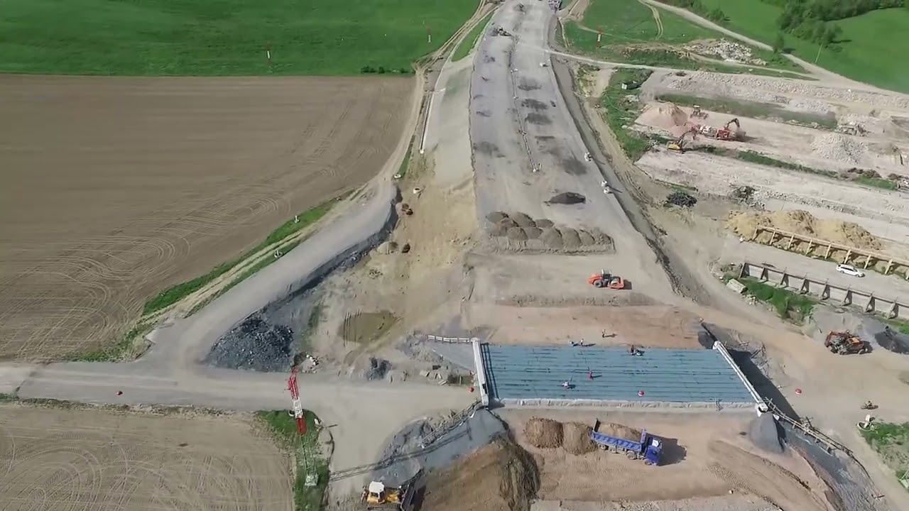 Stavba D55 Olomouc - Kokory, celý úsek (duben 2025)