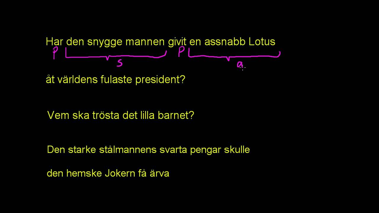 Svenska: Satsdelar (Övning 1)