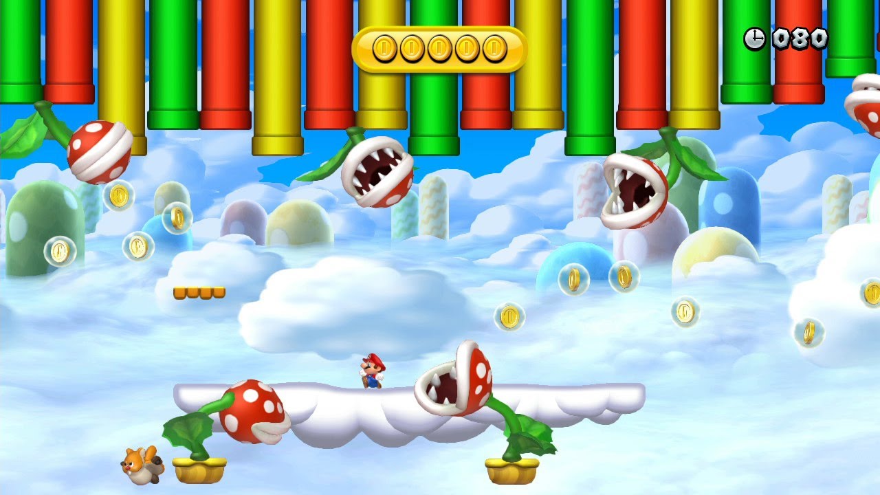 New Super Mario Bros. U -- Cloud-Top Coin Evasion (Gold Medal)