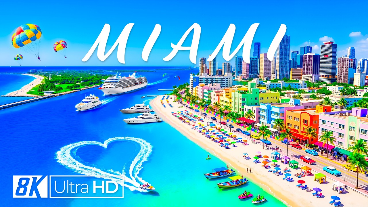 MIAMI 8K Virtual Tour 🇺🇸 🐬 Brickell Skyline, Miami Beach & Florida Coastal Escape ✈️