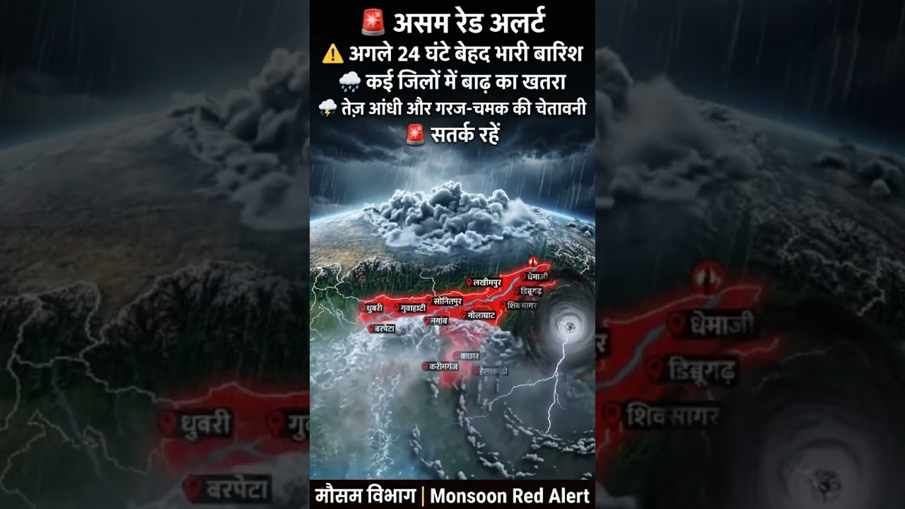 🚨 Assam Red Alert - #Assam #AssamRain #RedAlert #WeatherUpdate #Monsoon #weather #weathertoday