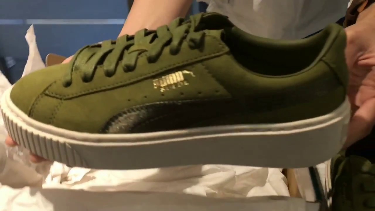讓人好想咬一口的抹茶牛奶色！PUMA Suede Platform Satin厚底鞋開箱