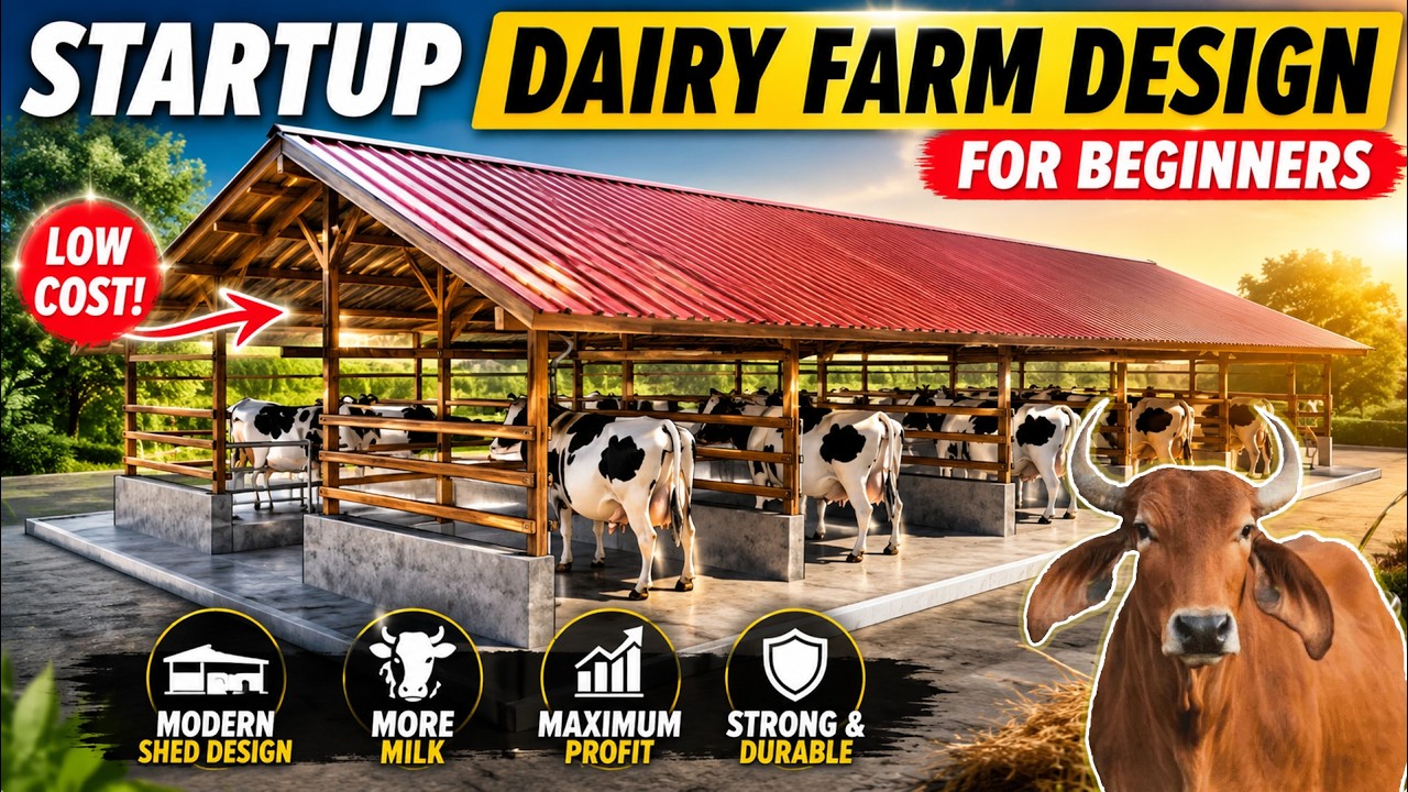 Simple Modern Dairy Farm Shed Design For 10 Cows | Cow Farm Beginners Guide