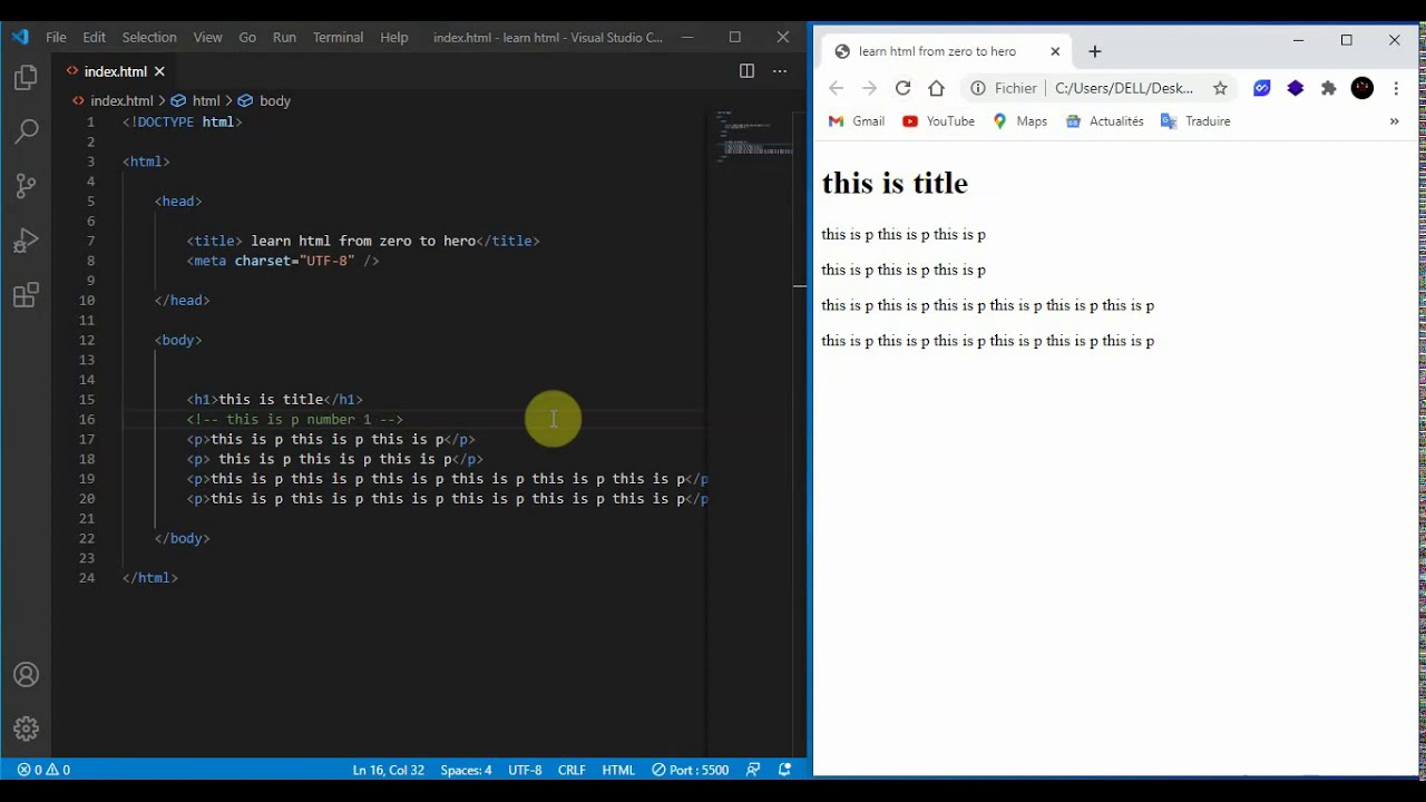 html darija بالدارجة المغربية paragraphs and comments