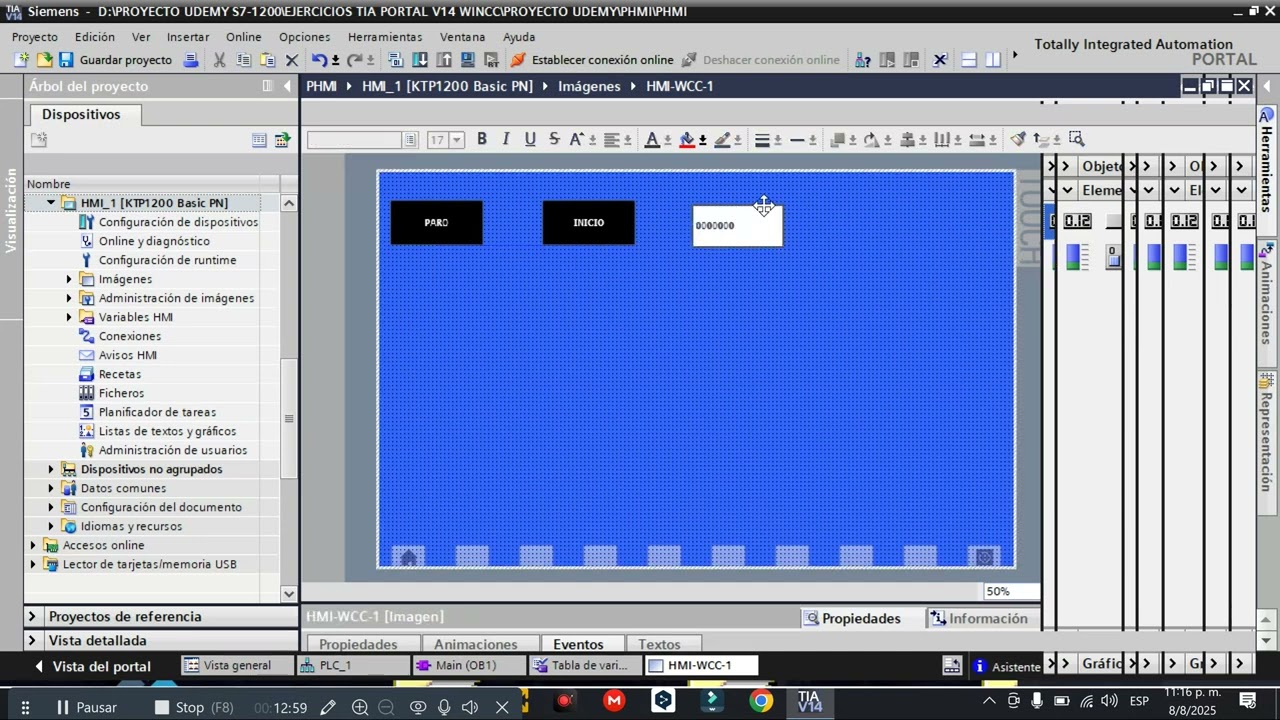 01-CONFIGURAR TEMPORIZADOR EN EL CAMPO DE ENTRADAS Y SALIDAS DE WINCC CON TIA PORTAL V14 EN SALIDA
