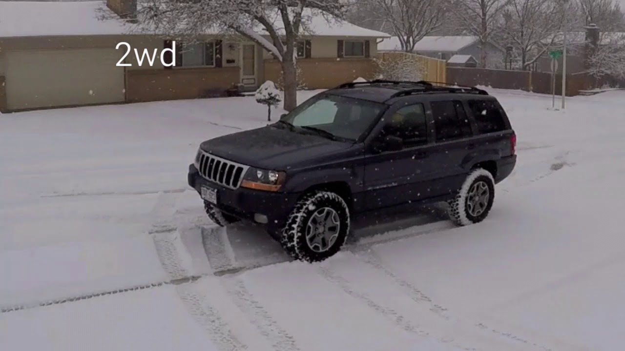 Jeep wj 2wd vs 4wd on snow test