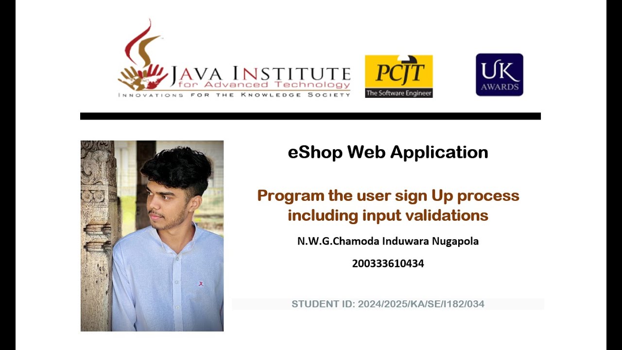 Program the user sign up process including input validations