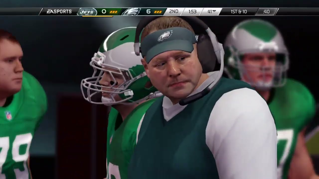 Jets at Eagles the set St patrick's day battle Madden NFL 25/14