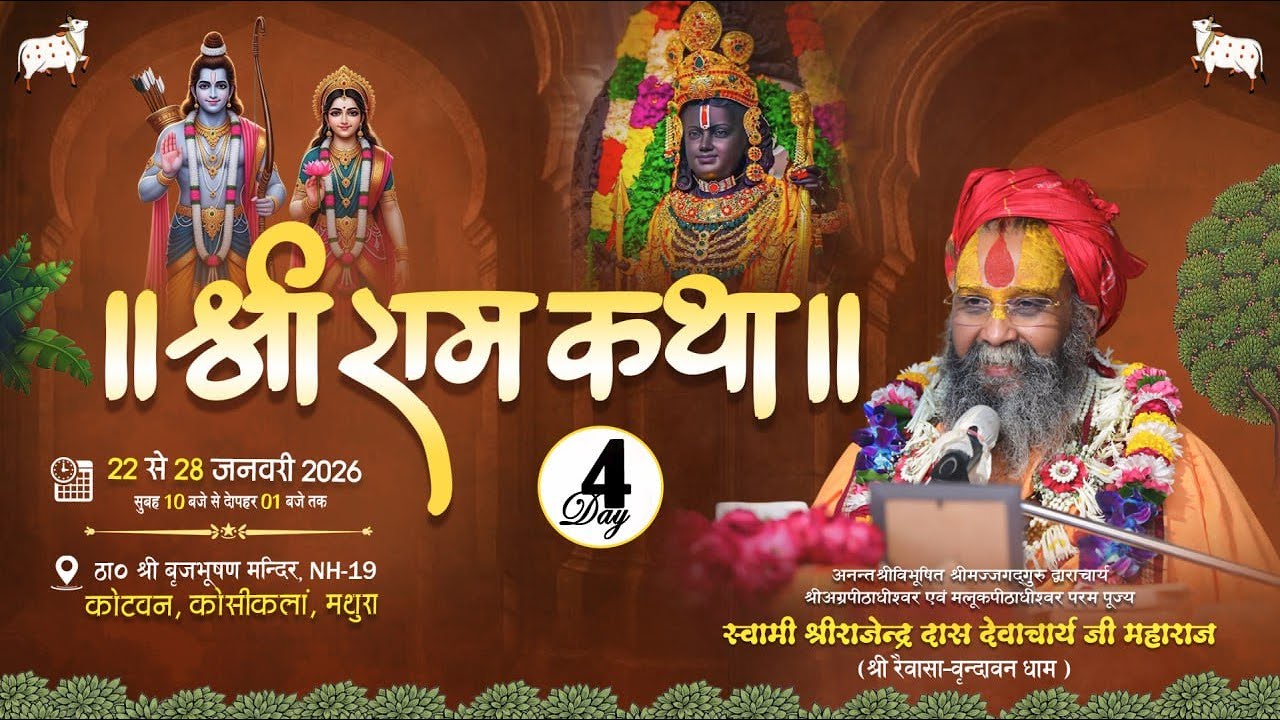 Live - Shri Ram Katha || Day -4 || Kotvan monibaba ashram, | Shri Rajendra Das ji Maharaj
