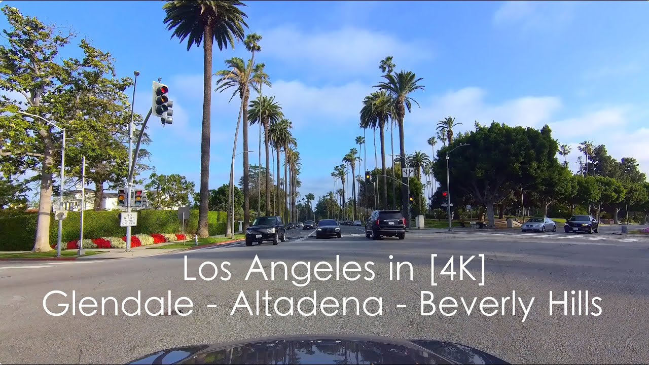 Driving in Los Angeles [4K] Ultra HD. Glendale - Altadena - Beverly Hills.