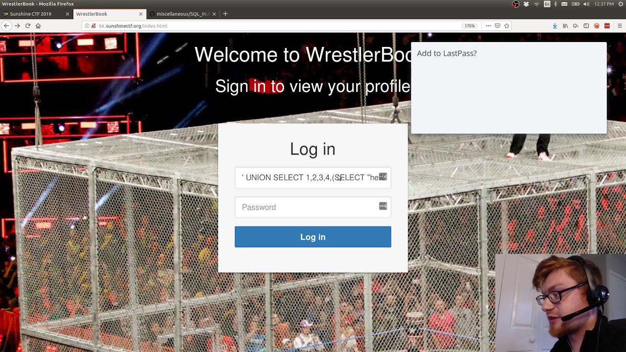 SunshineCTF 2019: Wrestler Book (Explicit SQL Injection)