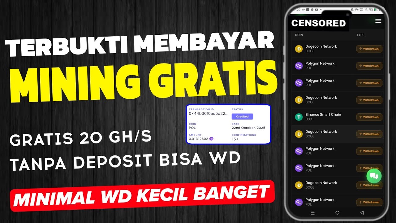 Mining Crypto Terbaru 2025 ‼️ Dapet 20 GHS Gratis + Terbukti Membayar |Bukti Withdraw! Mining Crypto