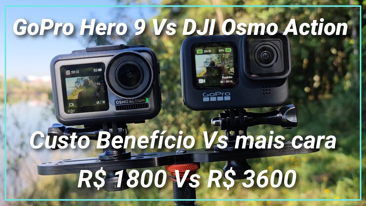GoPro Hero 9 Vs DJI Osmo Action. Comparativo de câmeras de ação. R$ 2100 Vs R$ 3600. Em português.