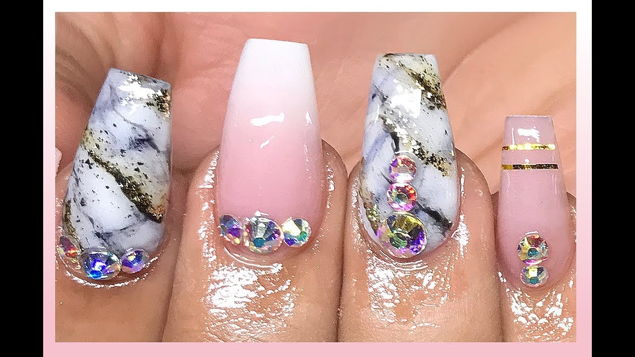 How To Marble & Baby Boomer Acrylic Nails