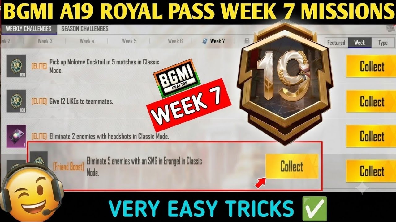 BGMI A19 ROYAL PASS WEEK 7 MISSIONS 😱 | Week 7 RP Missions Easy Trick |LegendAsam
