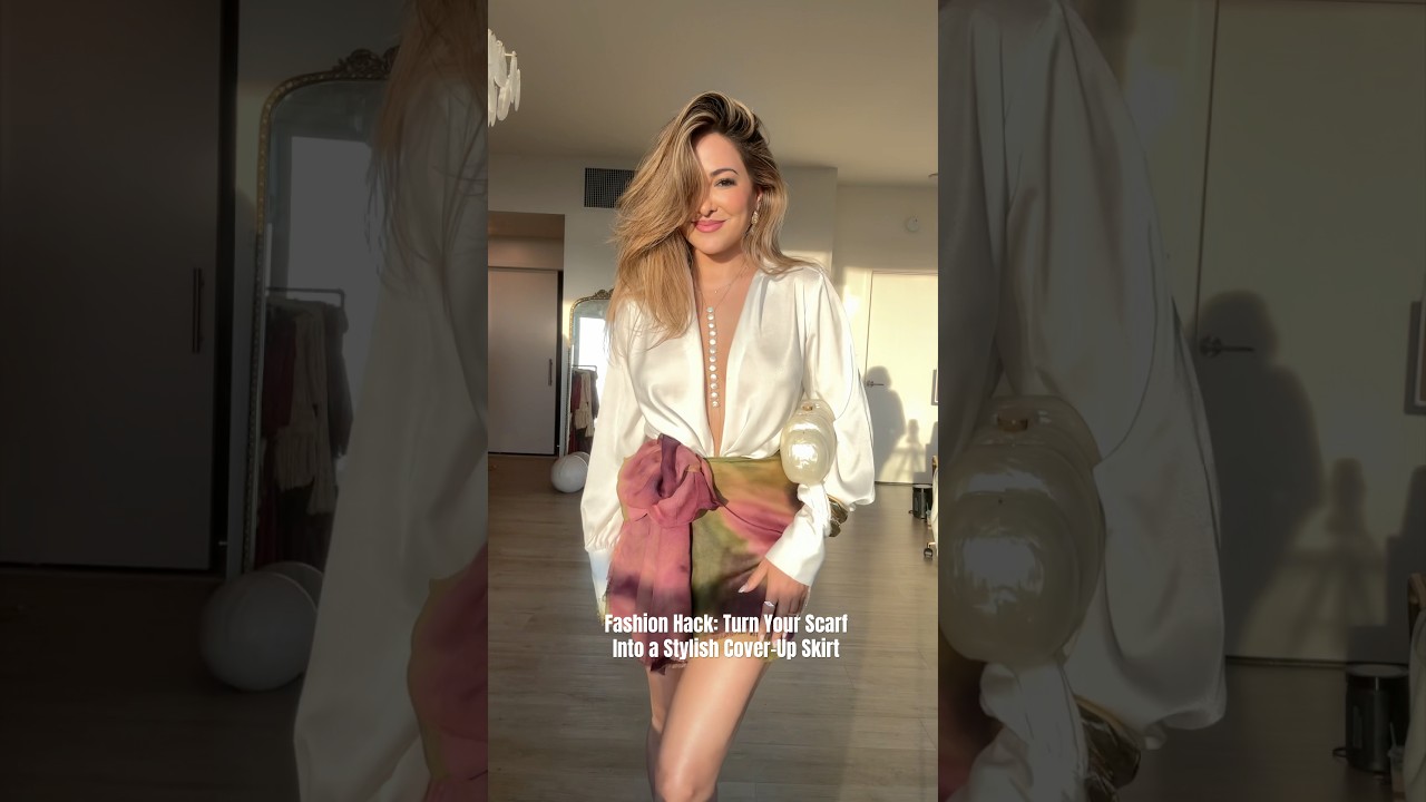Fashion Hack: Turn Your Scarf Into a Stylish Cover-Up Skirt 💫 #ootd #grwm #shorts #fashion #outfit